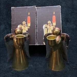 Vintage  Brass and Copper Angel
Candlestick Holders - Set of 2